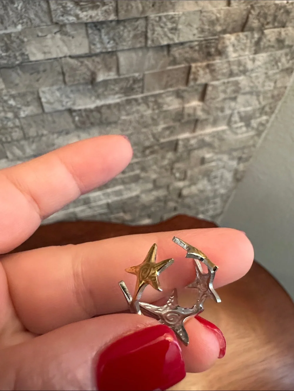 Fashion Jewelry Two-Tone Starfish Open Cuff Ring - Gold & Silver